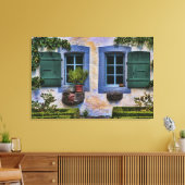 Zwitserse Boerderij Ramen - Europees platteland Canvas Afdruk (Insitu (Woonkamer))