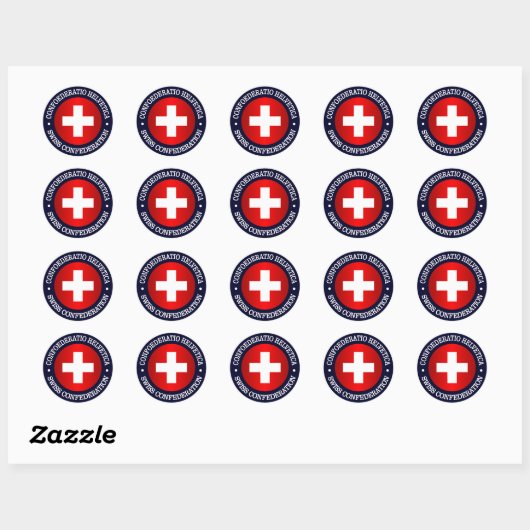 Zwitserse Bondsstaat Ronde Sticker (Vel)