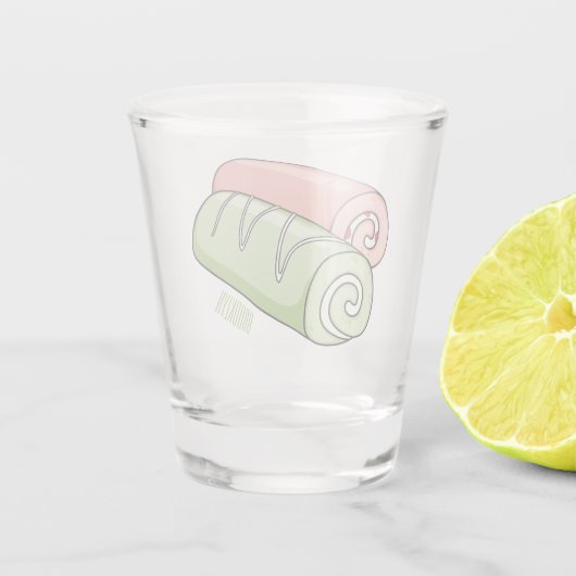 Zwitserse cartoon voor rolkoeken shot glas (Achterkant)