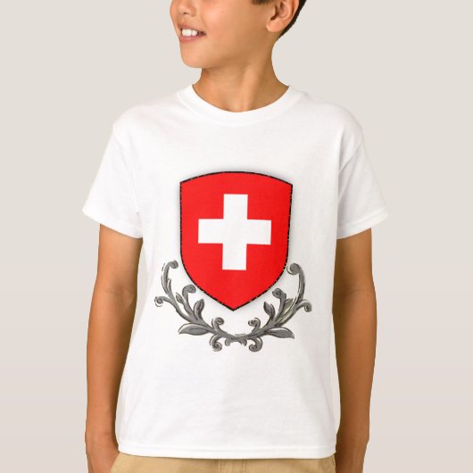 Zwitserse Crest Kinder Ringer T-shirt (Voorkant)