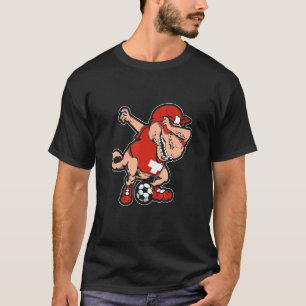 Zwitserse Dabbing Soccer TRex Dino Dab Soccer Swit T-shirt