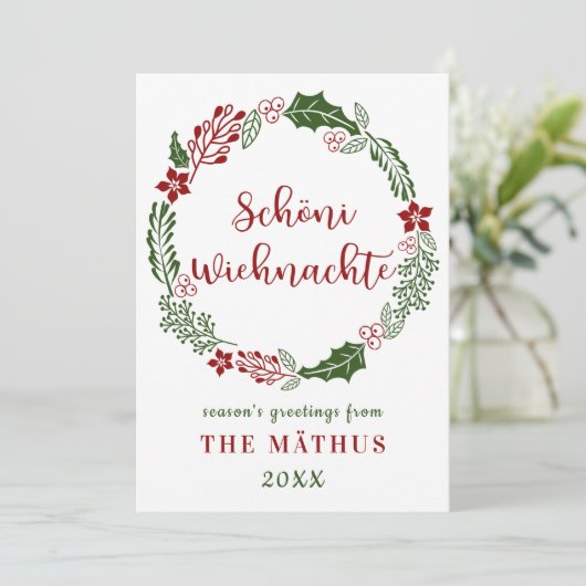 Zwitserse Duitse Prettig Kerstfeest, op maat gemaa Feestdagenkaart (Staand voorkant)