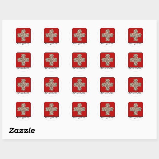 Zwitserse Edelweiss Cross Ronde Sticker (Vel)