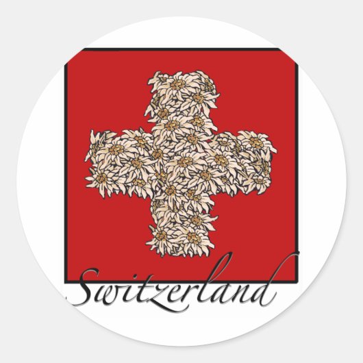 Zwitserse Edelweiss Cross Ronde Sticker (Voorkant)