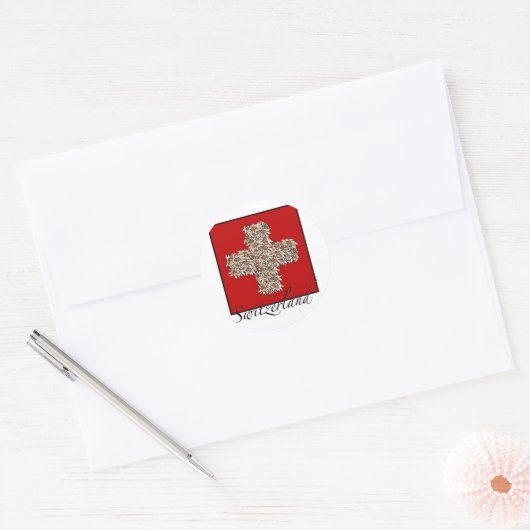 Zwitserse Edelweiss Cross Ronde Sticker (Envelop)