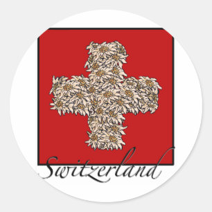 Zwitserse Edelweiss Cross Ronde Sticker