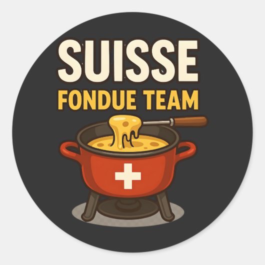 Zwitserse Fondue Team Ronde Sticker (Voorkant)