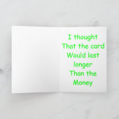 Zwitserse frank Birthday Money Kaart (Binnen)