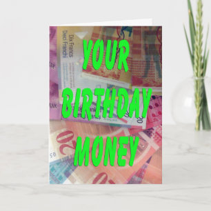 Zwitserse frank Birthday Money Kaart