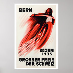 Zwitserse Grand Prix voor motorrijders 1933 Vintag Poster