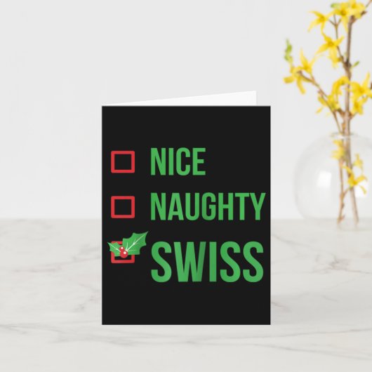 Zwitserse Grappige Zwitserland Pyjama Kerstcadeau Kaart (Gele Bloem)