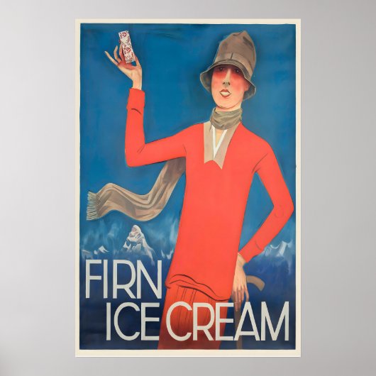 Zwitserse ijs vintage reclameposter poster (Voorkant)