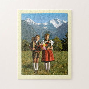 Zwitserse jongen en meisje legpuzzel