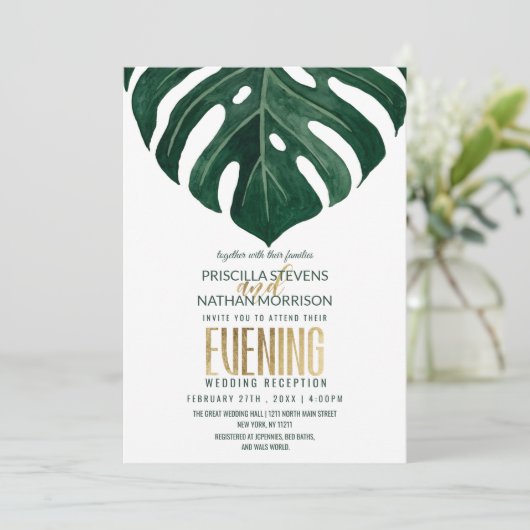 Zwitserse kaas Leaf String Lights Lace Gold Evenin Kaart (Staand voorkant)