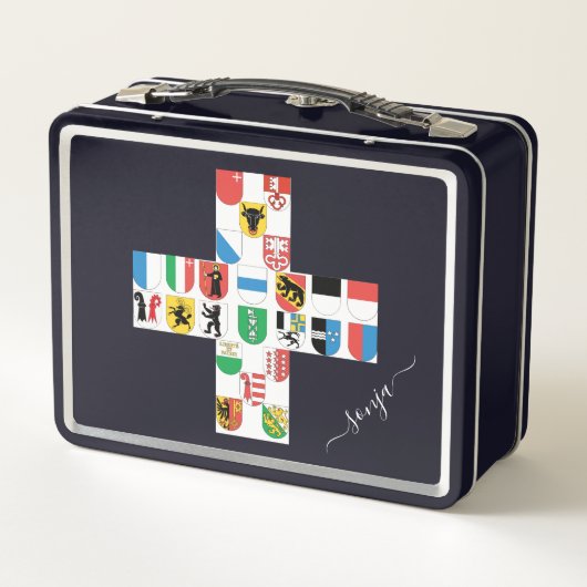 Zwitserse kantonvlaggen ingesloten op Zwitserse vl (Achterkant)