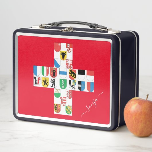 Zwitserse kantonvlaggen ingesloten op Zwitserse vl (In situ)