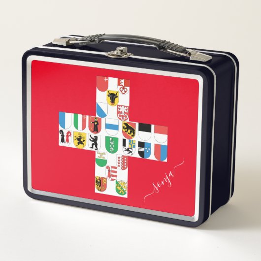 Zwitserse kantonvlaggen ingesloten op Zwitserse vl (Voorkant)