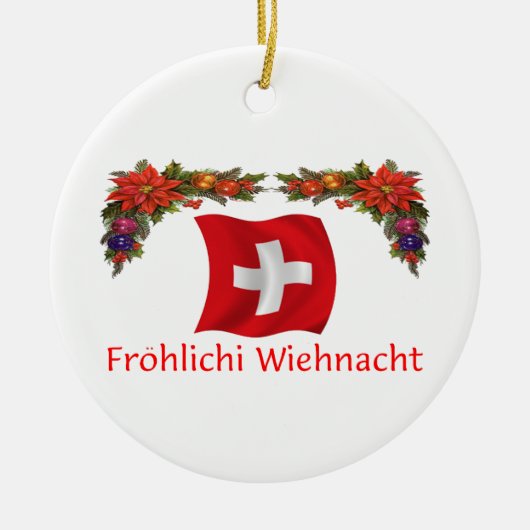 Zwitserse Kerstmis Keramisch Ornament (Voorkant)