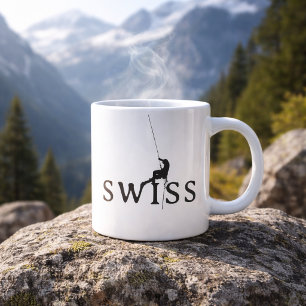 Zwitserse Klimmer Minimalistische Touw Silhouet Grote Koffiekop