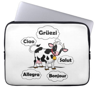 Zwitserse Koe Grüezi Bonjour Ciao Zwitserland Reis Laptop Sleeve
