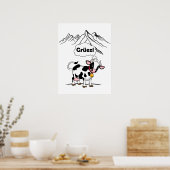 Zwitserse Koe - Grüezi - Zwitserland reizen Poster (Keuken)