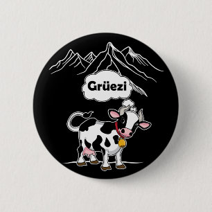 Zwitserse Koe - Grüezi - Zwitserland reizen Ronde Button 5,7 Cm