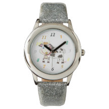 Zwitserse koe kind glitter horloge