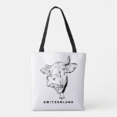 Zwitserse Koe. Minimalistisch Zwitserland Tote Bag (Achterkant)