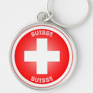 Zwitserse Kruis Suisse Cirkel Vorm Sleutelhanger