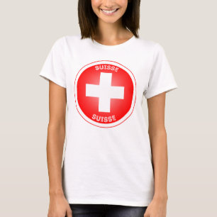 Zwitserse Kruis Suisse Cirkel Vorm T-shirt