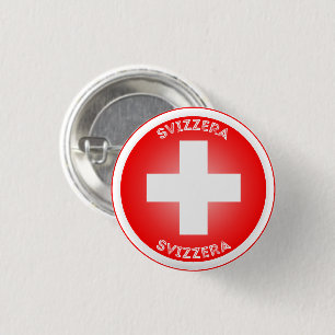 Zwitserse Kruis Svizzera Cirkel Vorm Ronde Button 3,2 Cm
