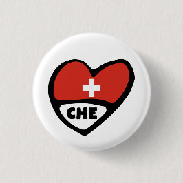 Zwitserse landencode Vlag hoofddoekje, CHE Ronde Button 3,2 Cm