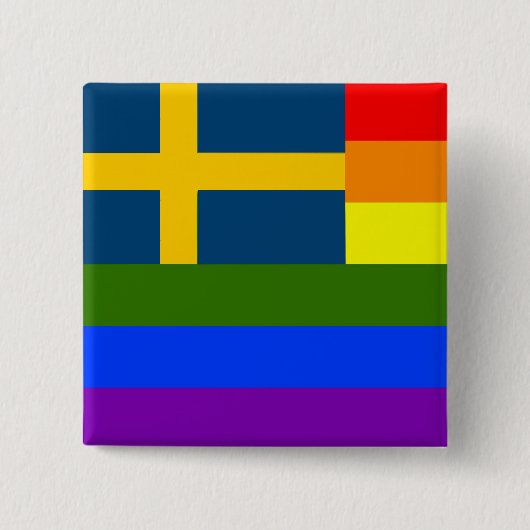 ZWITSERSE LGBT REGENBOOG VLAG ZWEDEN PRIDE VIERKANTE BUTTON 5,1 CM (Voorkant)