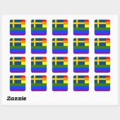 ZWITSERSE LGBT REGENBOOG VLAG ZWEDEN PRIDE VIERKANTE STICKER (Vel)