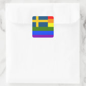 ZWITSERSE LGBT REGENBOOG VLAG ZWEDEN PRIDE VIERKANTE STICKER (Tas)