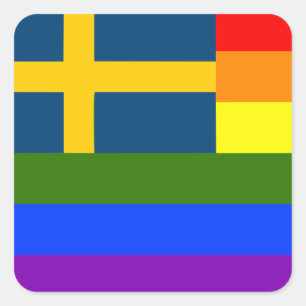 ZWITSERSE LGBT REGENBOOG VLAG ZWEDEN PRIDE VIERKANTE STICKER
