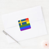 ZWITSERSE LGBT REGENBOOG VLAG ZWEDEN PRIDE VIERKANTE STICKER (Envelop)