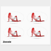 Zwitserse meisje silhouet vlag ovale sticker (Vel)