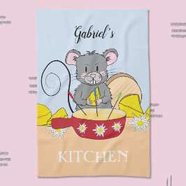 Zwitserse Muis Maken Kaas Fondue Keuken Handdoek