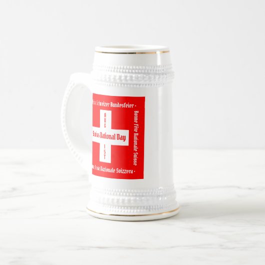 Zwitserse nationale dag in vier talen Zwitserse vl Bierpul (Voorkant links)