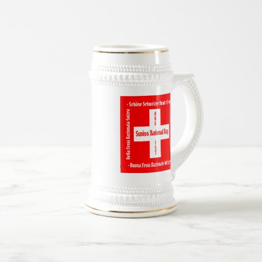 Zwitserse nationale dag in vier talen Zwitserse vl Bierpul (Voorkant rechts)