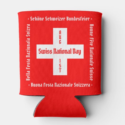 Zwitserse nationale dag in vier talen Zwitserse vl Blikjeskoeler (Achterkant)