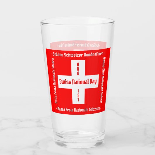 Zwitserse nationale dag in vier talen Zwitserse vl Glas (Achterkant)