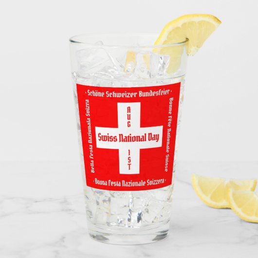 Zwitserse nationale dag in vier talen Zwitserse vl Glas (Achterkant ijs)