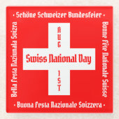 Zwitserse nationale dag in vier talen Zwitserse vl Glazen Onderzetter (Voorkant)
