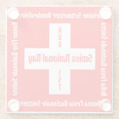 Zwitserse nationale dag in vier talen Zwitserse vl Glazen Onderzetter (Achterkant)