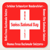 Zwitserse nationale dag in vier talen Zwitserse vl Kartonnen Onderzetters (Voorkant)