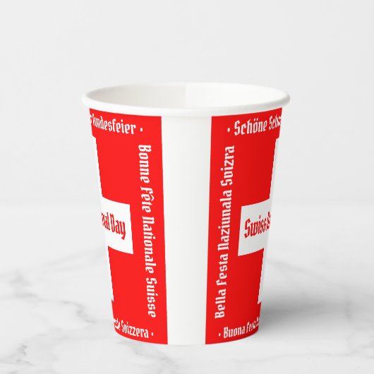 Zwitserse nationale dag in vier talen Zwitserse vl Papieren Bekers (Links)