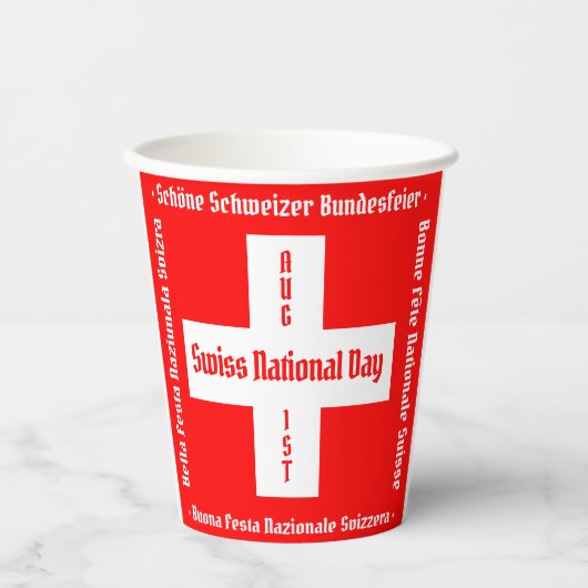 Zwitserse nationale dag in vier talen Zwitserse vl Papieren Bekers (Voorkant)
