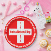 Zwitserse nationale dag in vier talen Zwitserse vl Papieren Bordje (Feest)